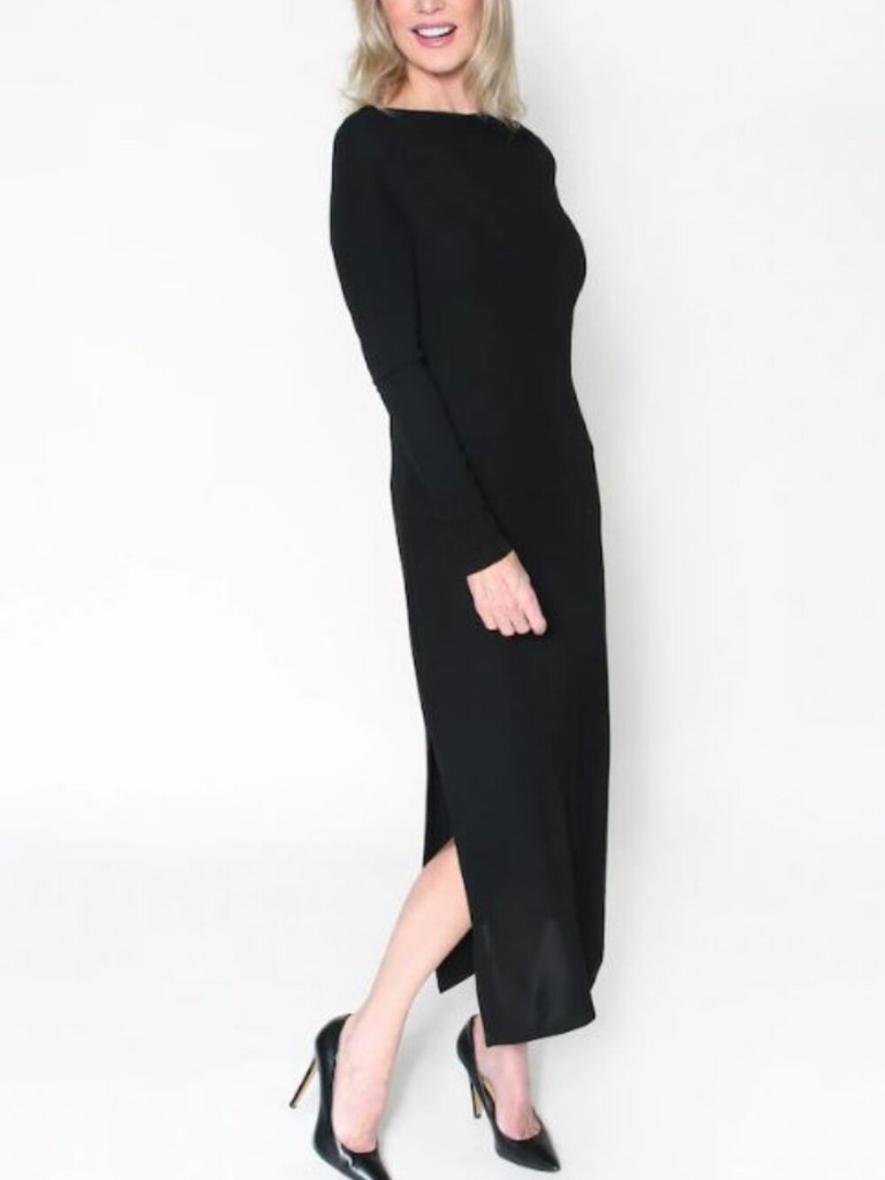 Matte Jersey Twist Boat Neck Long Dress - Brian Bailey - XXL - NEW NIP